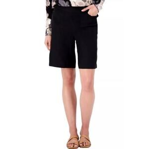 Isaac Mizrahi Live! Bridgehampton Stretch Linen Shorts - Black, Size 6 (NWOT)